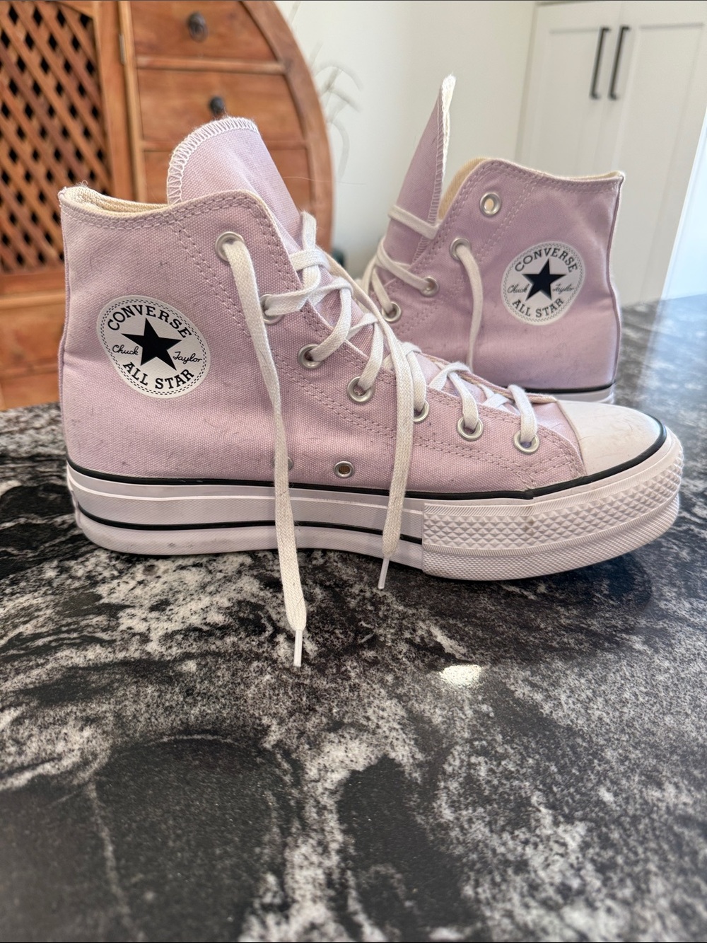 Converse High Top Sneakers in Light Lavender Canvas